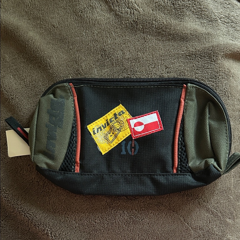 Invicta Black and Green Pencil case/ Makeup bag